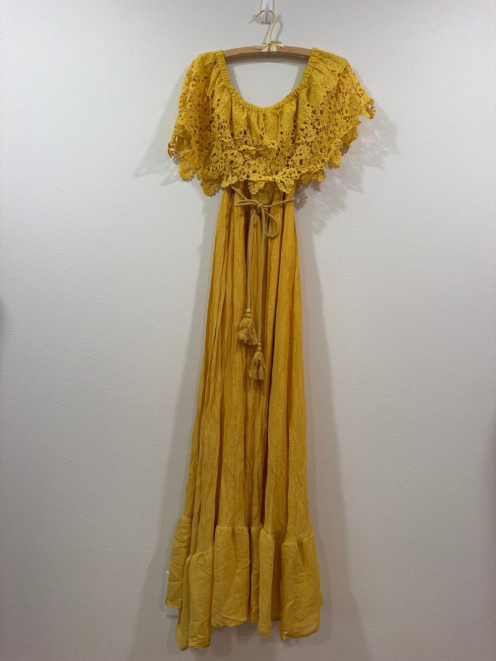 Dress day yellow off the shoulder bohemian flowy dress